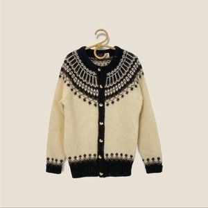 Vintage | Sears | Virgin Wool Fair Isle Knit Cardigan Sweater Size M